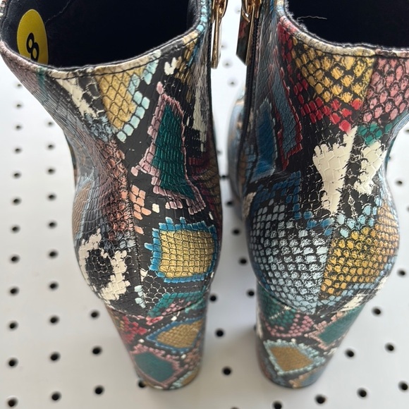 Multicolor Snake Print Ankle Boots - Picture 4 of 5